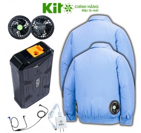 [2 Áo KITO + 1 Bộ Quạt 22V] Chính Hãng Pin 28.000mAh Chạy 10 - 20 Giờ, Áo Không Mũ 4 Màu BH 12 Tháng